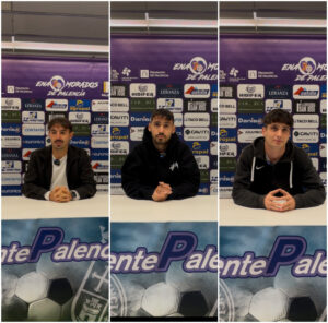 Felipe Peredo, Mikel Prieto y Bruno Citores en una rueda de prensa antes del derbi