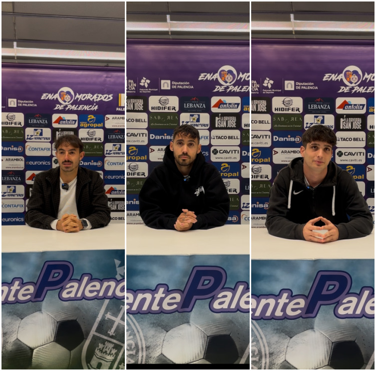 Felipe Peredo, Mikel Prieto y Bruno Citores en una rueda de prensa antes del derbi
