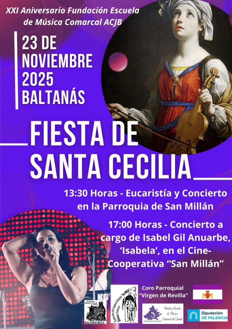 Cartel de la Fiesta de Santa Cecilia en Baltanás con detalles del evento