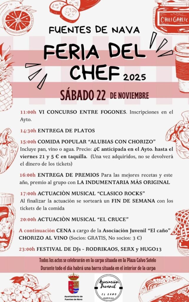Cartel de la Feria del Chef en Fuentes de Nava con actividades y horarios