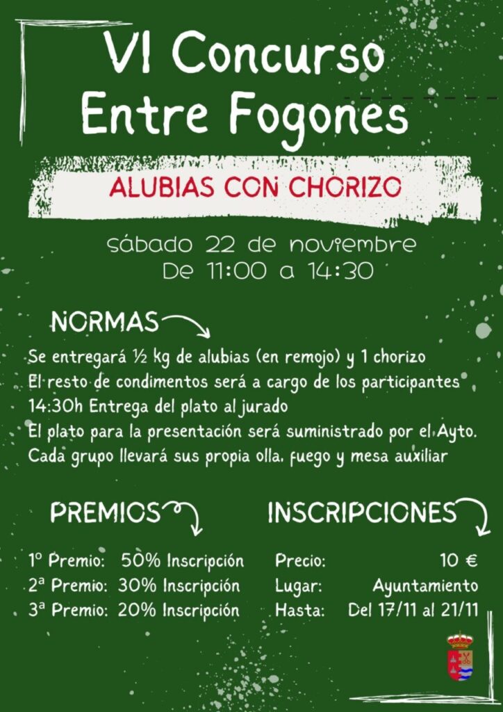 Cartel del VI Concurso Entre Fogones de alubias con chorizo en Fuentes de Nava