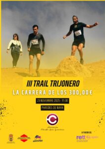 Cartel del III Trail Trijonero en Paredes de Nava con corredores