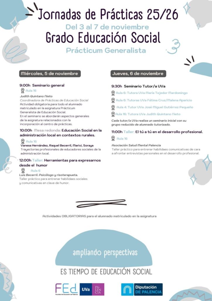 Cartel de las Jornadas de Prácticas del Grado de Educación Social