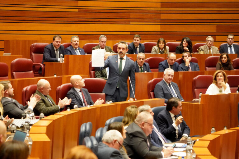 Votación en el parlamento con miembros de Vox y PP presentes.