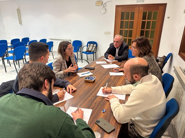 Grupo de personas discutiendo en una reunión alrededor de una mesa