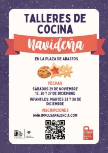 Cartel de talleres de cocina navideña en la Plaza de Abastos