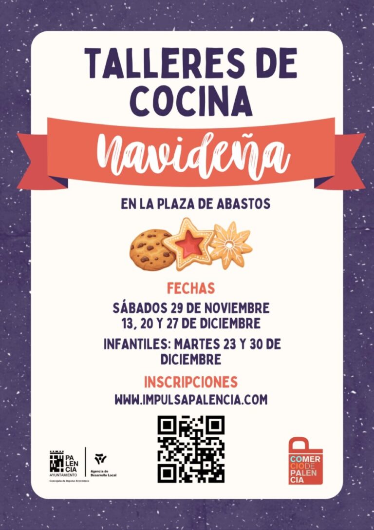 Cartel de talleres de cocina navideña en la Plaza de Abastos