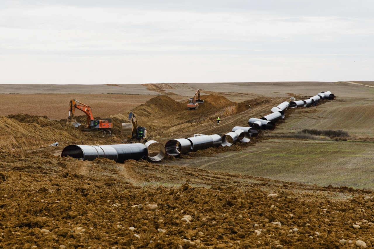 Obras de modernización de regadío en el Bajo Carrión, Palencia.