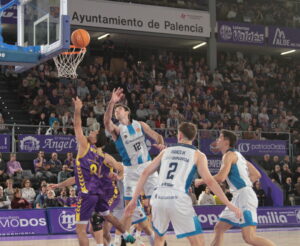 Jugadores de baloncesto en un partido entre Palencia y Gipuzkoa