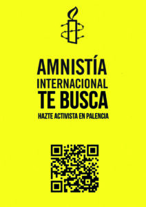 Cartel de Amnistía Internacional buscando activistas en Palencia