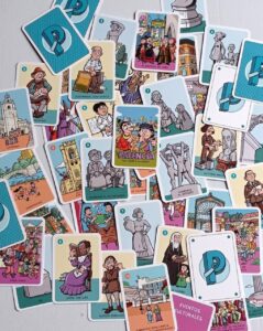 Baraja de cartas ilustradas con eventos y personajes de Palencia