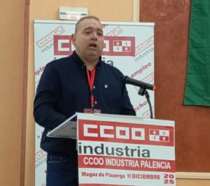 Roberto Bécares hablando en el Congreso de CCOO Industria en Palencia