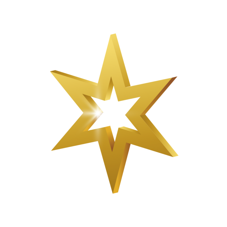 Estrella dorada brillante sobre fondo negro