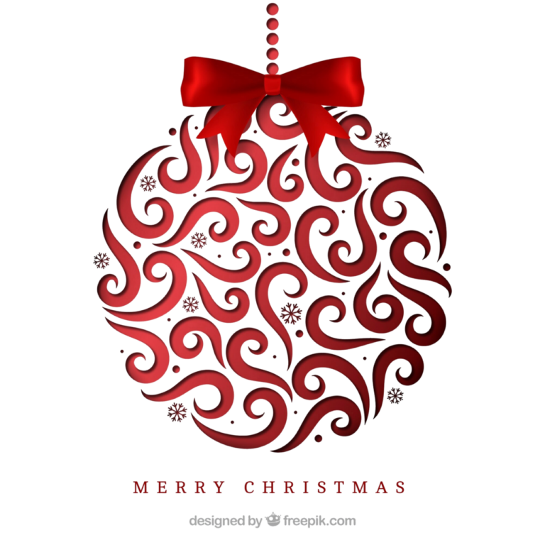 Fondo con bola navideña decorada y lazo rojo