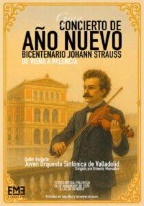 Cartel del Gran Concierto de Año Nuevo en Palencia con Johann Strauss