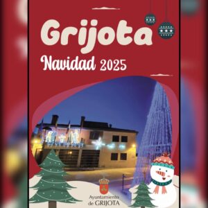 Cartel de la programación navideña de Grijota 2025 con decoraciones festivas