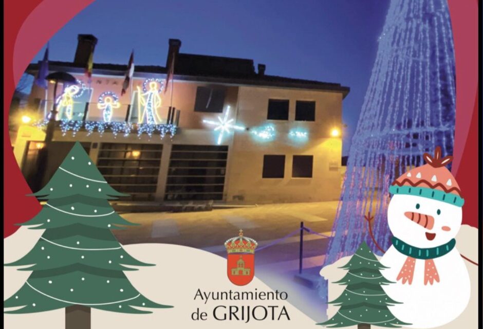Cartel de la programación navideña de Grijota 2025 con decoraciones festivas