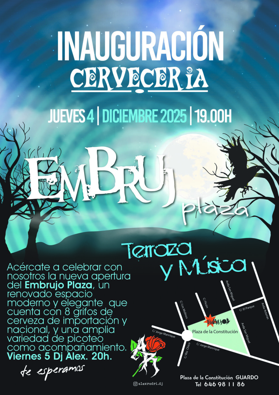Cartel de inauguración de la cervecería Embrujo Plaza en Guardo