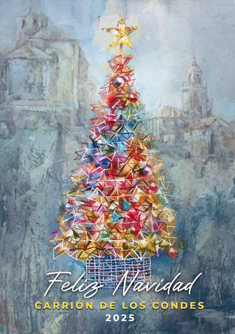 Árbol de Navidad decorado en Carrión de los Condes