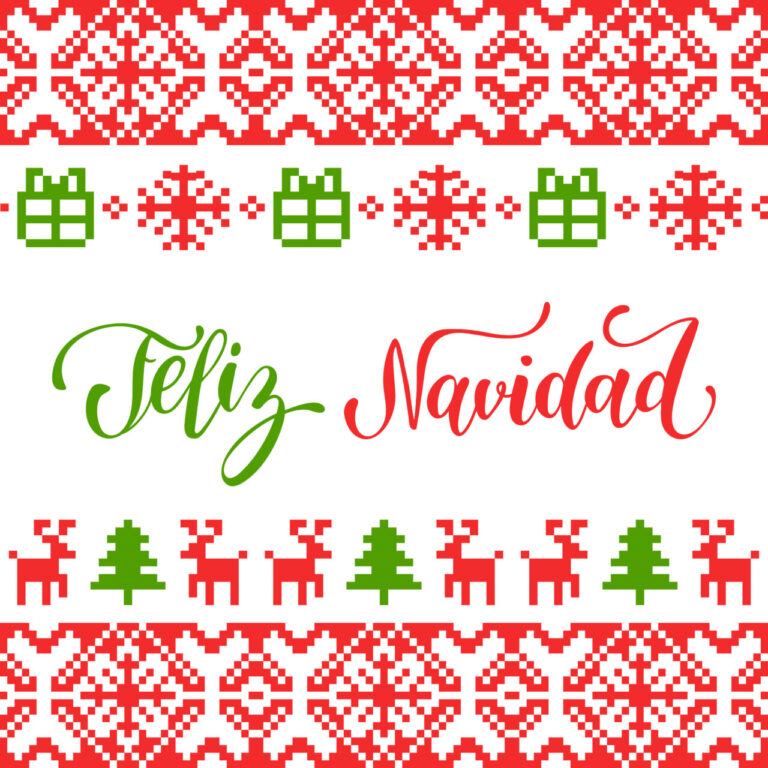 Diseño navideño con texto Feliz Navidad y motivos festivos