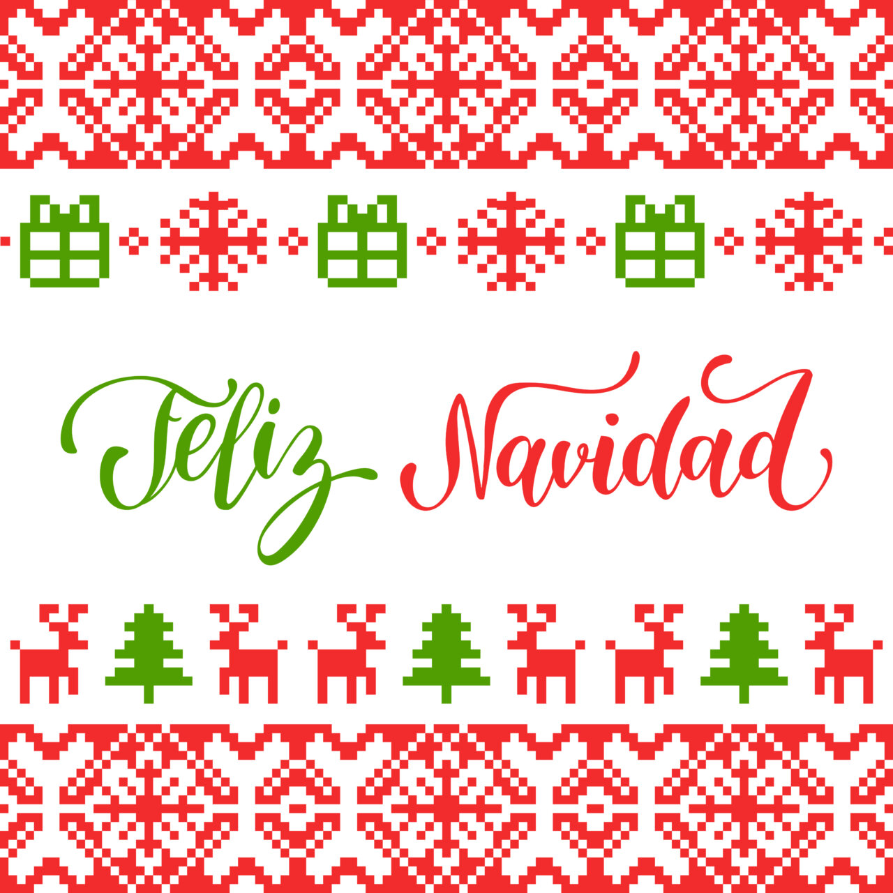 Diseño navideño con texto Feliz Navidad y motivos festivos
