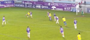 Jugadores del Palencia CF en el momento del penalti señalado