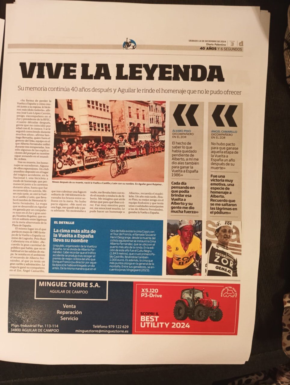 Artículo sobre el premio Mariano del Mazo de Periodismo 2024 en Diario Palentino