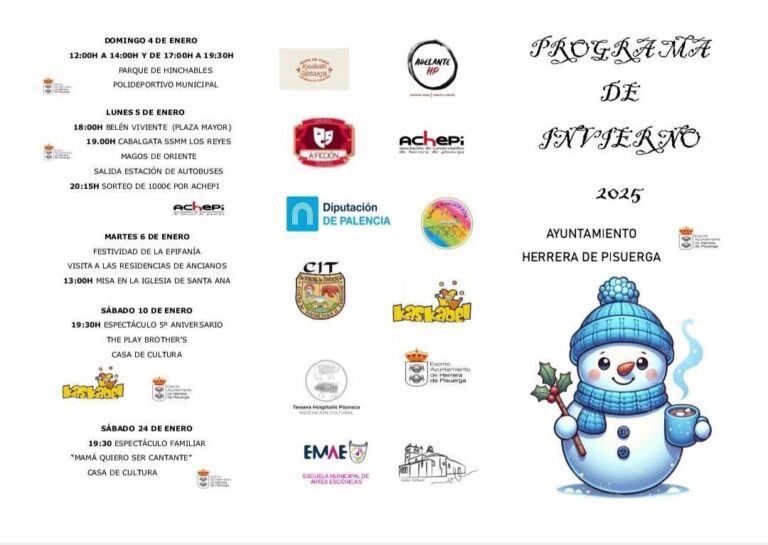 Programa de actividades de invierno en Herrera de Pisuerga para 2025