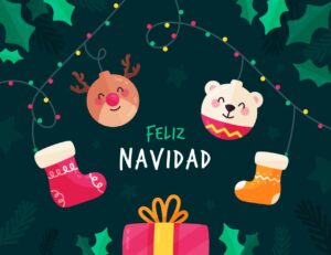 Decoraciones navideñas con un mensaje de Feliz Navidad