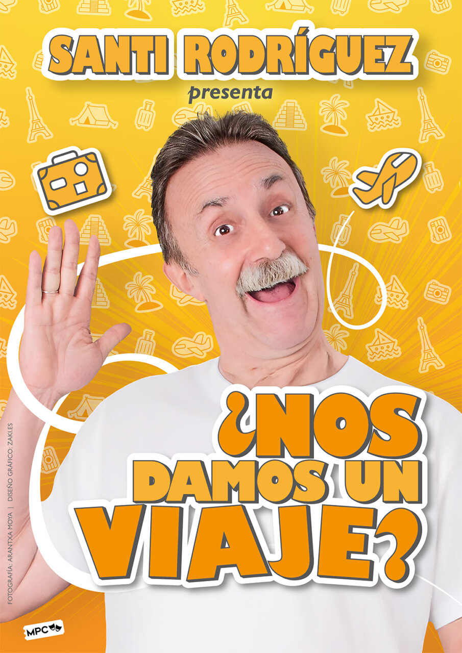 Santi Rodríguez sonriendo y presentando su monólogo ¿Nos damos un viaje?