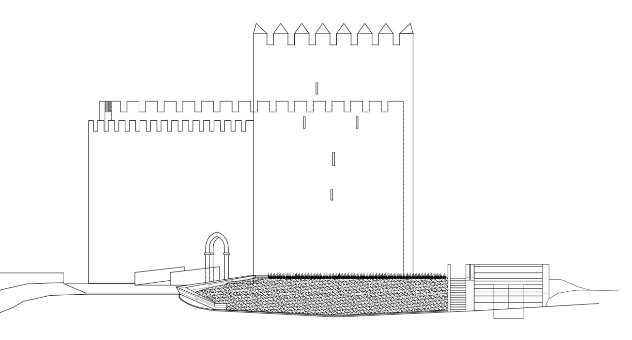 Dibujo del Castillo de Monzón con propuesta de regeneración