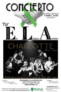 Cartel del concierto solidario de Charlotte Blues Banda en Palencia
