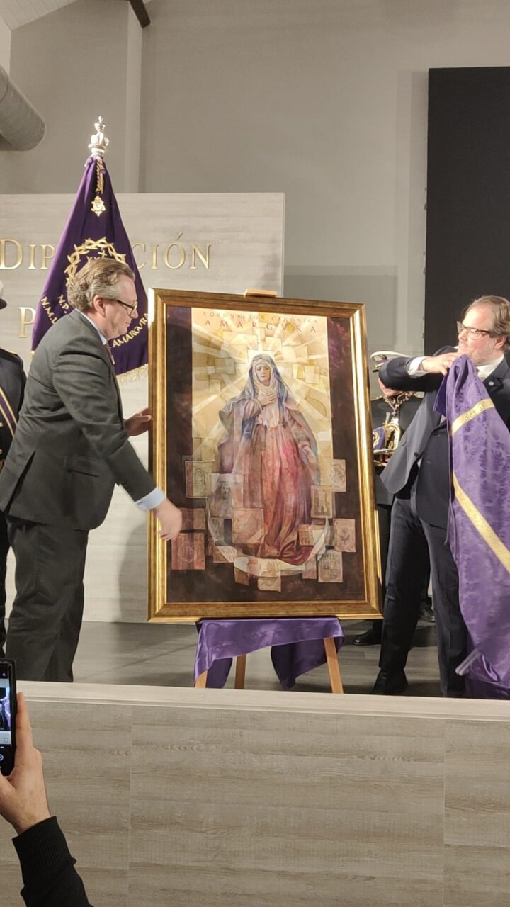 Presentación del cuadro de la Virgen de la Amargura en Palencia