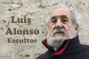 Retrato del escultor Luis Alonso con fondo texturizado