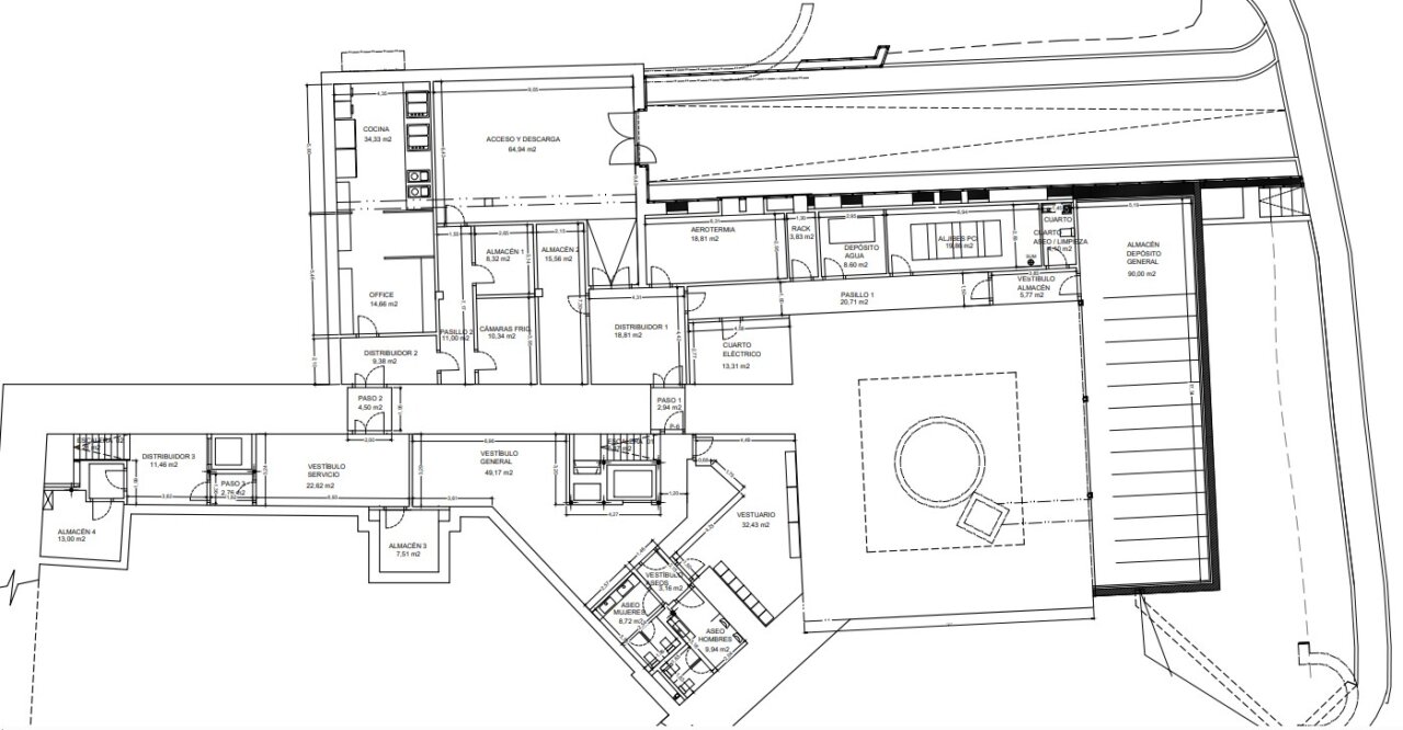 Esquema del sótano del Castillo de Monzón con distribución de espacios.