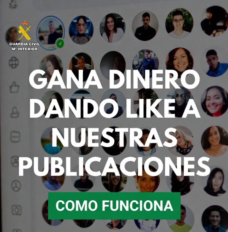 Imagen que promueve ganar dinero dando likes en redes sociales