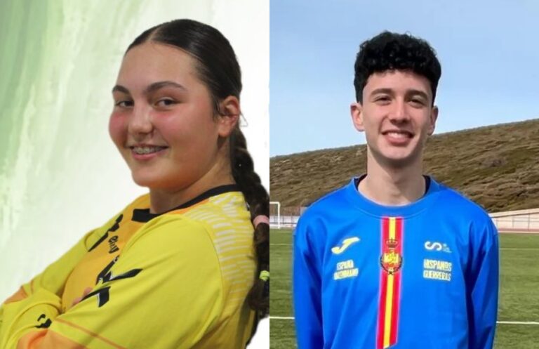 Mario Cisneros y Sara María Salceanu, jóvenes deportistas de balonmano.