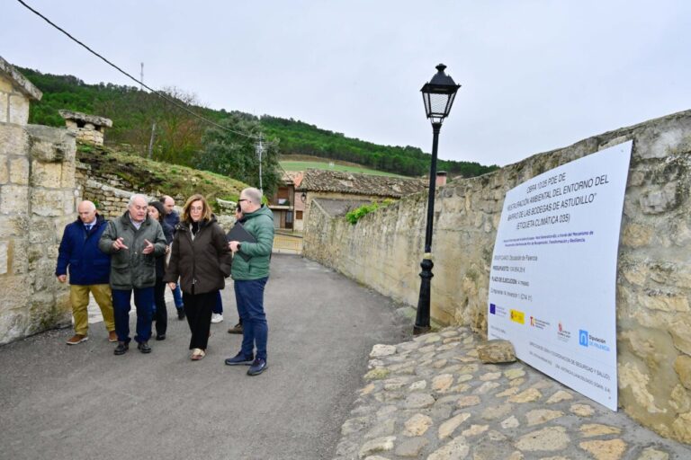 Grupo de personas visitando el barrio de las Bodegas en Astudillo