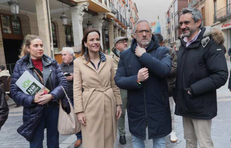 Carlos Pollán y otros miembros de Vox en campaña electoral en Palencia