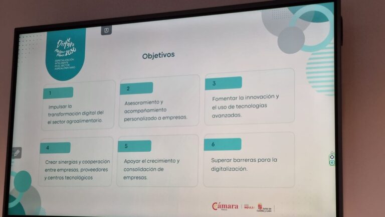 Objetivos del proyecto DiAgro Palencia 2030 en una presentación.