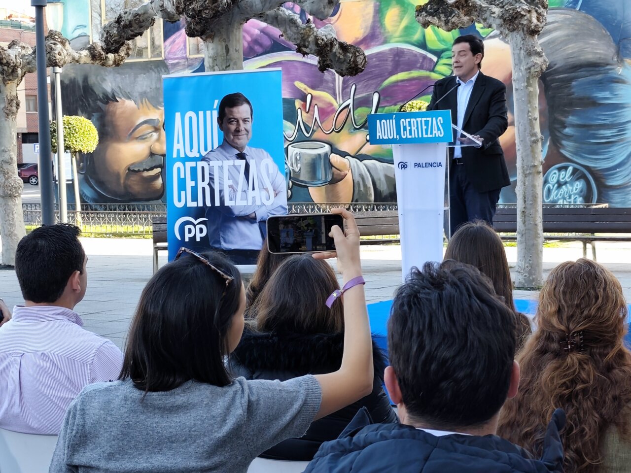 Alfonso Fernández Mañueco en acto de precampaña en Venta de Baños