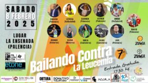 Cartel del evento Bailando contra la Leucemia en La Ensenada, Palencia.