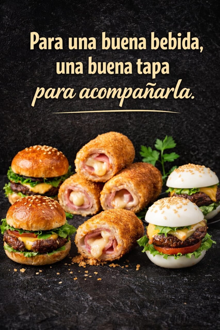 Varias tapas y hamburguesas del Bar Avenida en Palencia