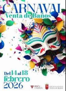 Máscara de carnaval con confeti de colores en Venta de Baños