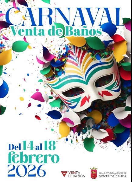 Máscara de carnaval con confeti de colores en Venta de Baños