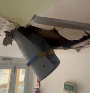 Daños en el techo de la base de helicópteros en Palencia