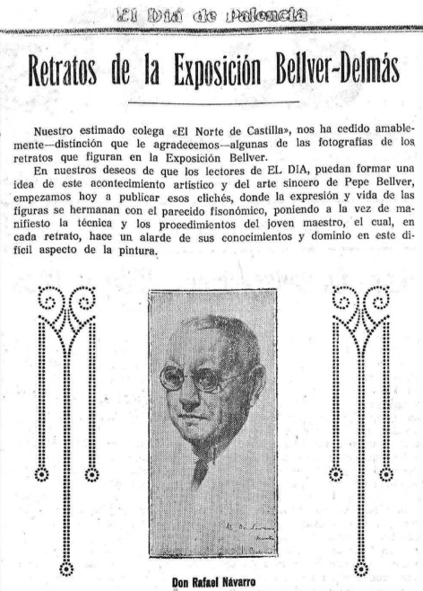 Retrato de Rafael Navarro de la exposición Bellver-Delmás en Palencia