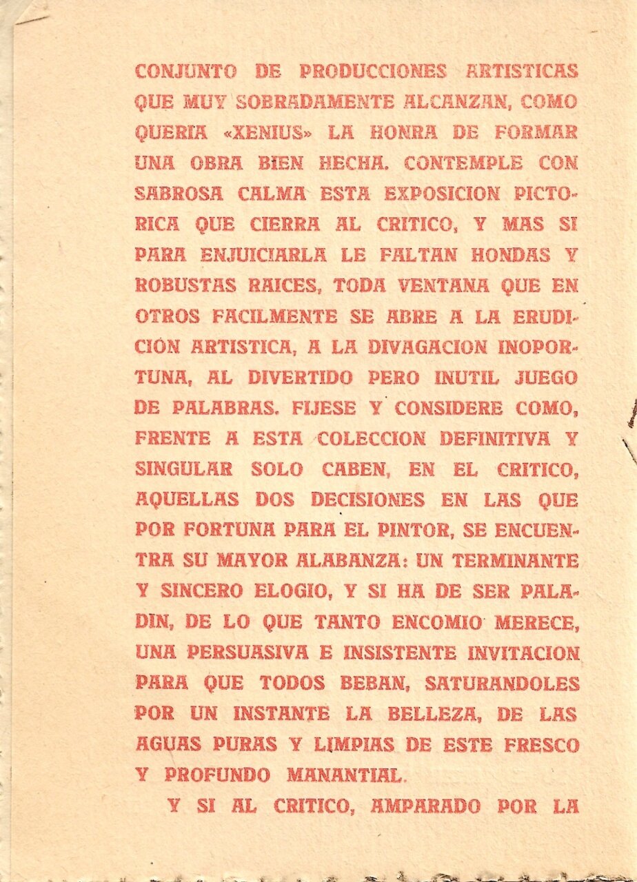 Texto de una crítica sobre la exposición de José Bellver Delmás en Palencia