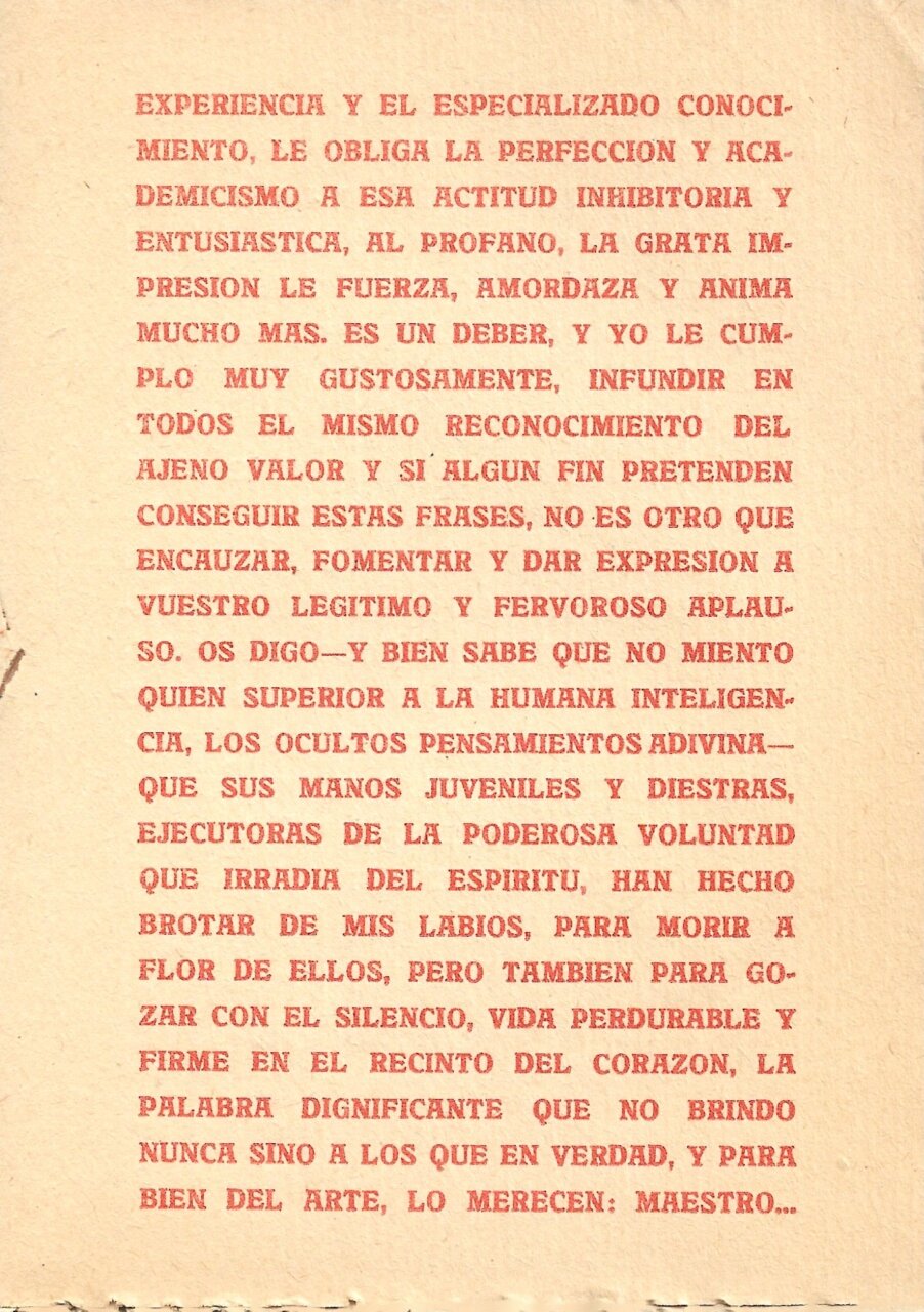 Texto de una exposición de José Bellver en Palencia en 1926