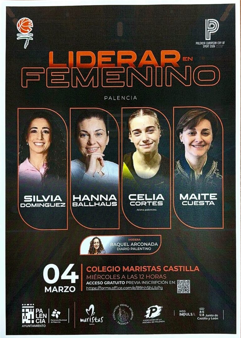 Cartel del evento Liderar en Femenino en Palencia con cuatro ponentes